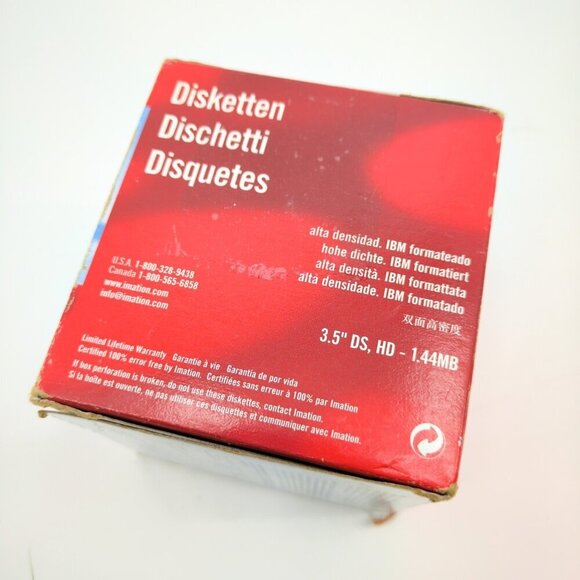New Imation 2HD IBM Diskette 2001 VTG 1.44MB Double Sided Floppy Disk Box Sealed - Picture 4 of 6